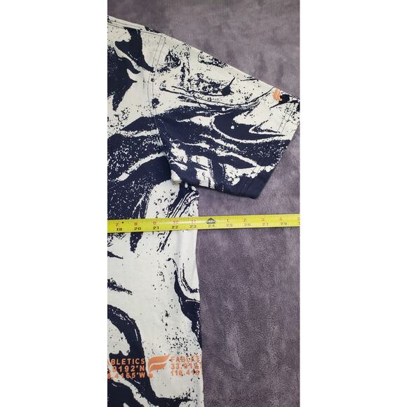 Fabletics T Shirt Mens Sz L Blue White Tie Dye Coordinates Spell Out Logo C23-11 - Picture 3 of 6